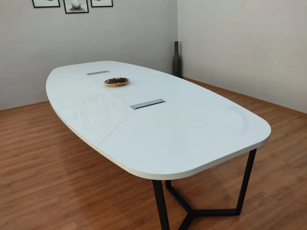 Büyük Oval Toplantı Masası Beyaz ISTANBUL