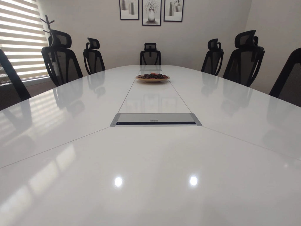 Büyük Oval Toplantı Masası Beyaz ISTANBUL