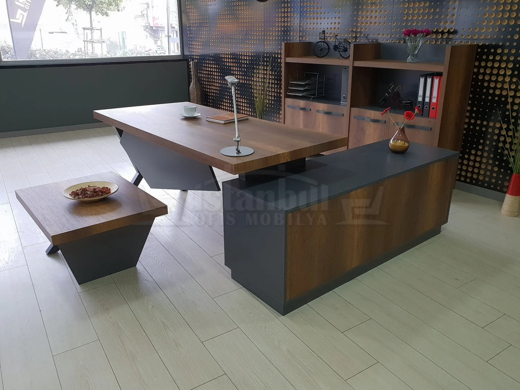 Elegant Makam Masası Etejer Dolaplı Barok Antrasit ISTANBUL-TSI