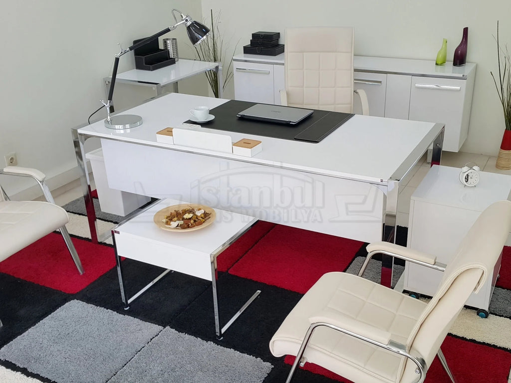 İstanbul Ofis Masası Apple Makam Takımı Hg.Beyaz ISTANBUL