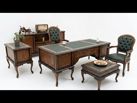 Klassisches Holzschreibtisch-Set